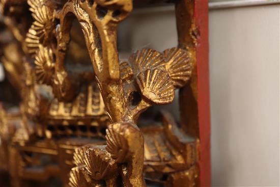 A 20th century Chinese carved giltwood temple carving H.62cm